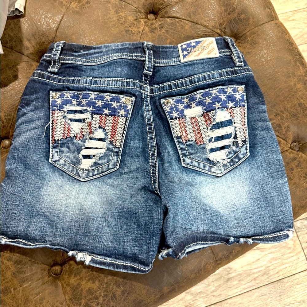 Miss Me Blue American Flag Jean Shorts